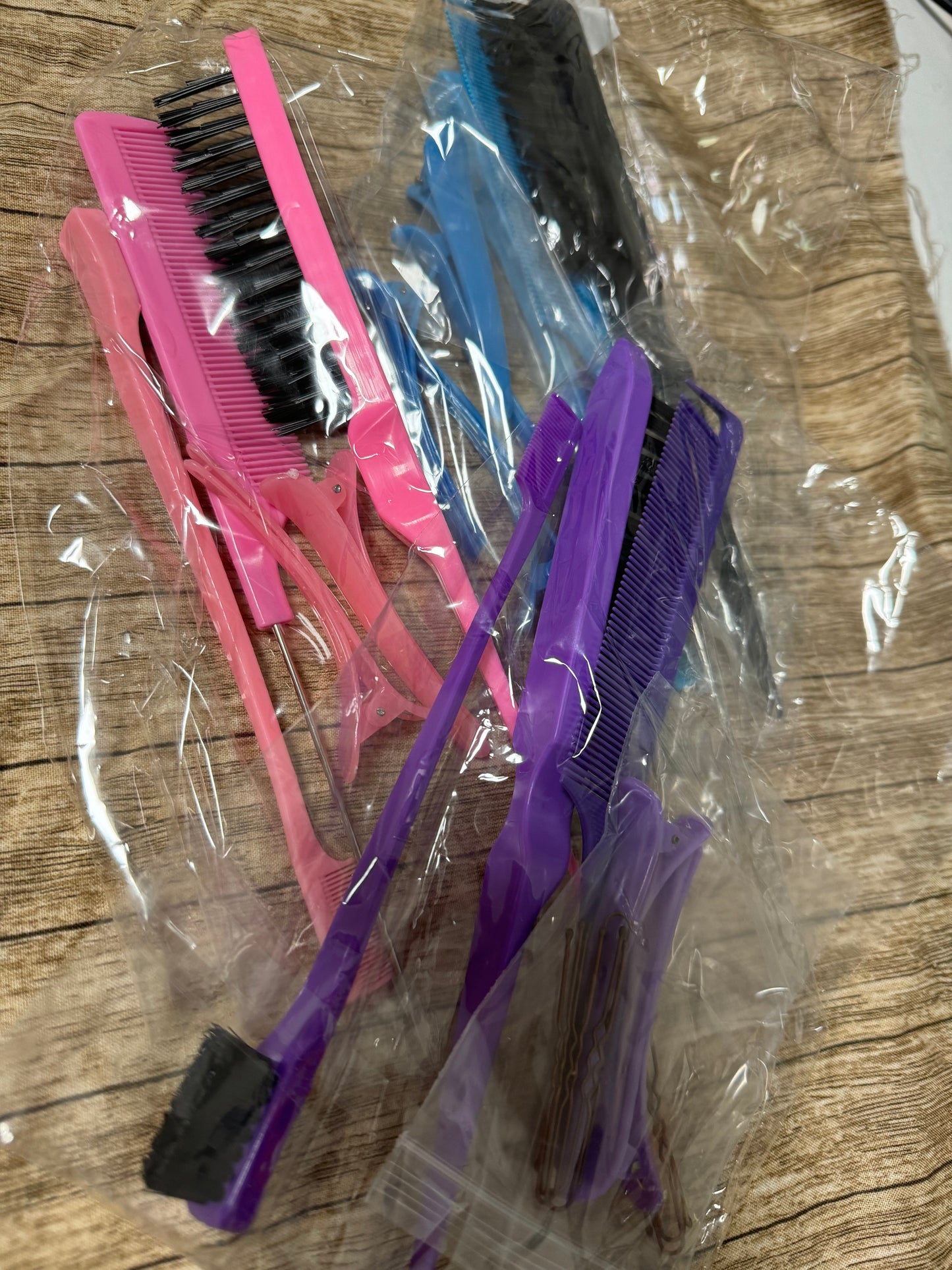 Hair pack with comb, hairbrush, hair pick